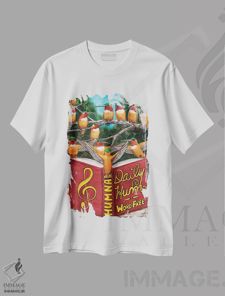 تیشرت سفید طرح دار همه با هم الان، دکور معاصر اثر کترین جی مک الروی | immage.ir