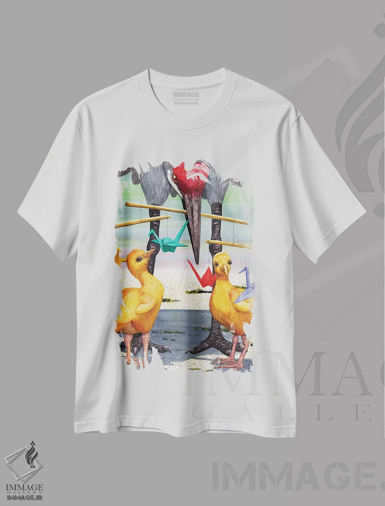 تیشرت سفید طرح دار جوجه درناها، دکور معاصر اثر کترین جی مک الروی | immage.ir