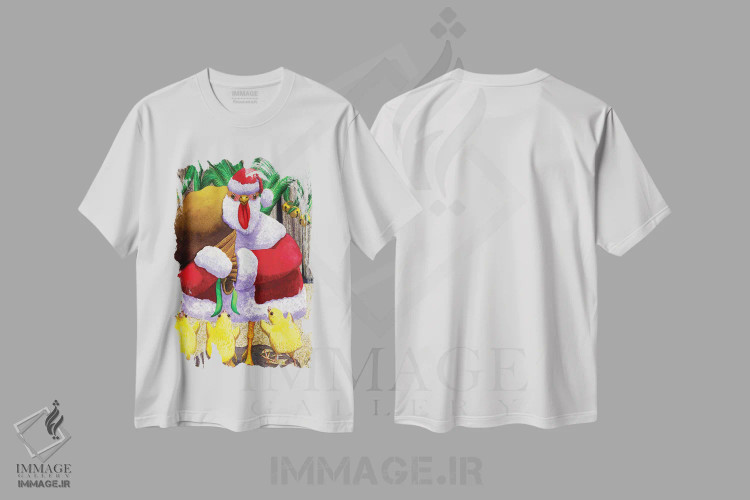 تیشرت سفید طرح دار مرغ بابانوئل، حیوانات کریسمسی اثر کترین جی مک الروی | فروشگاه ایماژ