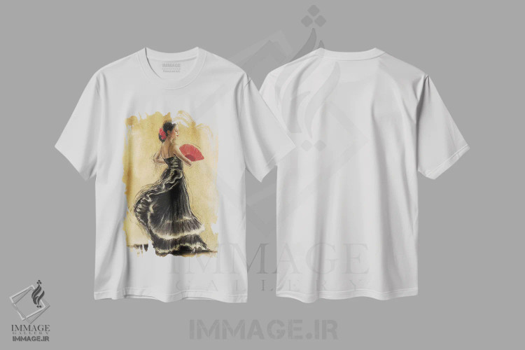 تیشرت سفید طرح دار رقاص فلامنکو II اثر کارولین گلد | immage.ir