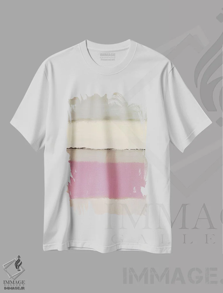 تیشرت سفید طرح دار گرگ ومیش I اثر کارولین گلد | فروشگاه ایماژ