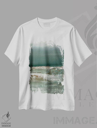 تیشرت سفید طرح دار کم عمق ها II، آبستره اثر کارولین گلد | فروشگاه ایماژ