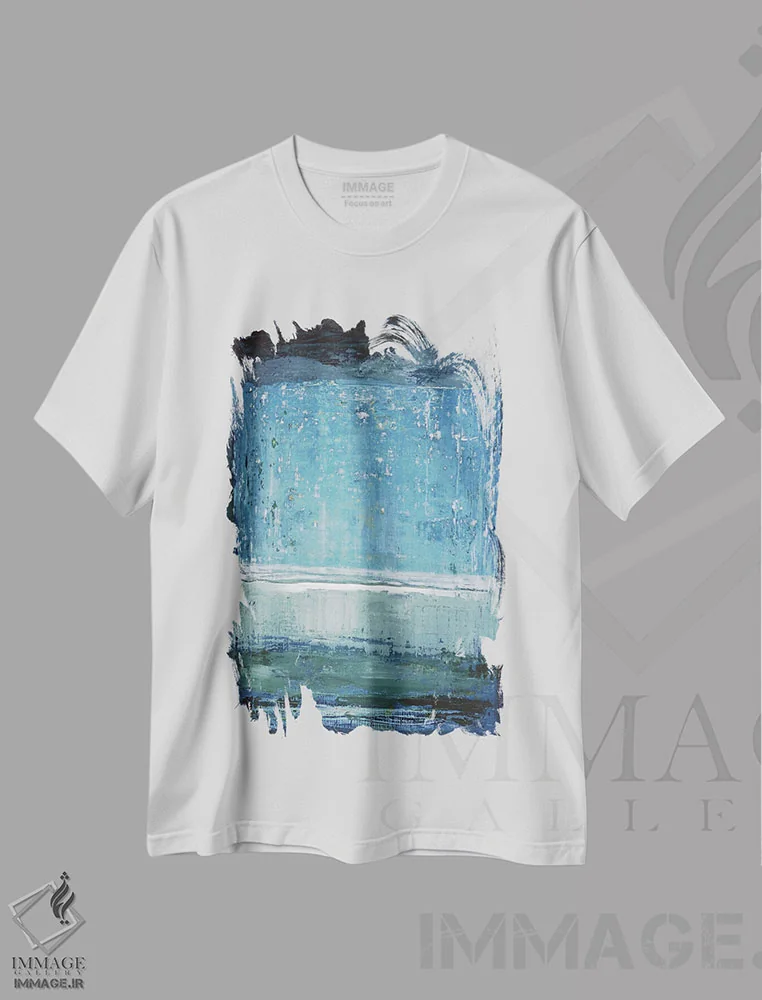 تیشرت سفید طرح دار عنصری اثر کارولین گلد | immage.ir