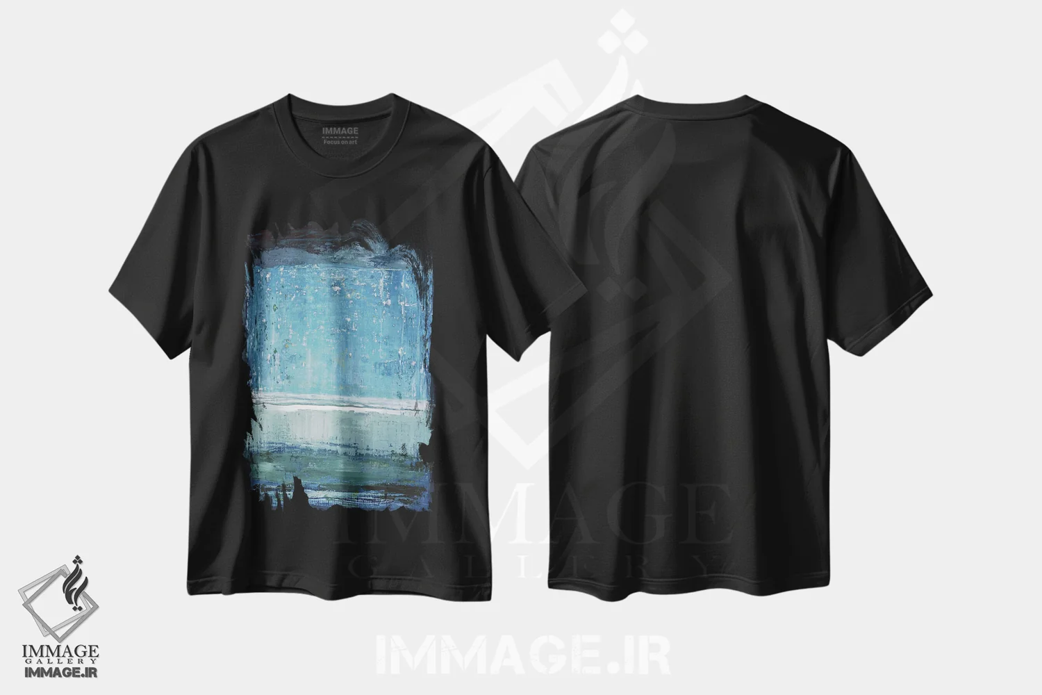 تیشرت مشکی طرح دار عنصری اثر کارولین گلد | فروشگاه ایماژ