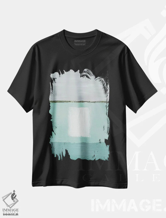 تیشرت مشکی طرح دار آبی لاجوردی II اثر کارولین گلد | فروشگاه ایماژ