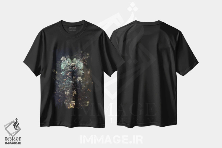تیشرت مشکی طرح دار انعکاس ها در یک رویا، دکوراسیون جایگزین اثر کامرون گری | فروشگاه ایماژ