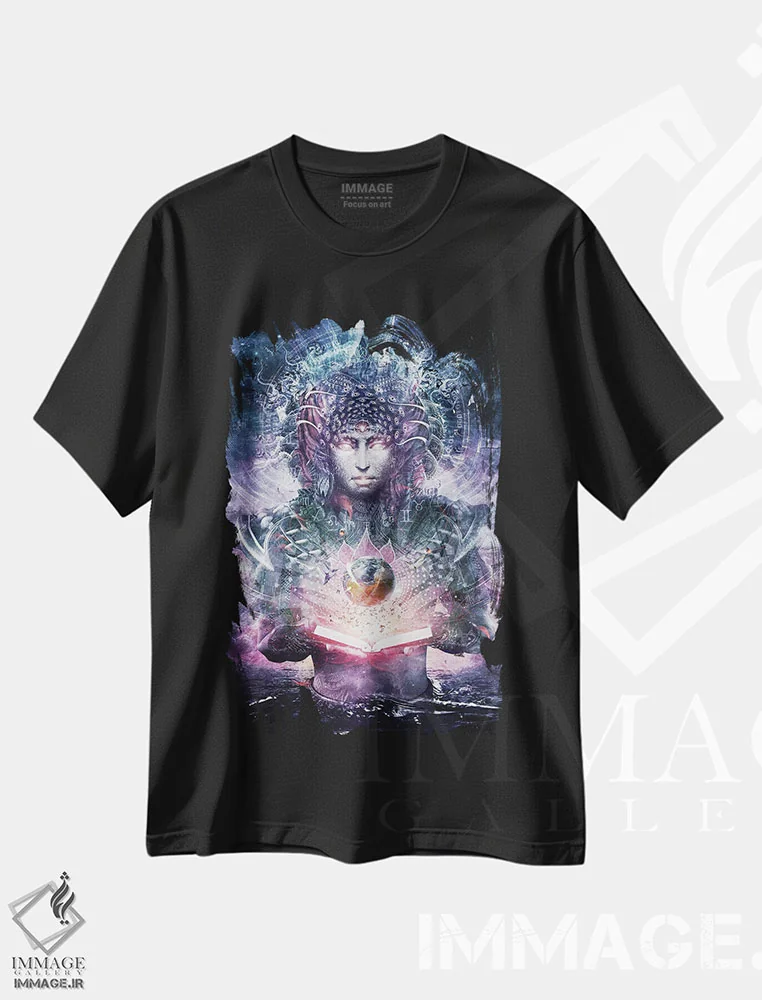 تیشرت مشکی طرح دار اطلس اقیانوس، هنر فاخر معاصر اثر کامرون گری | immage.ir