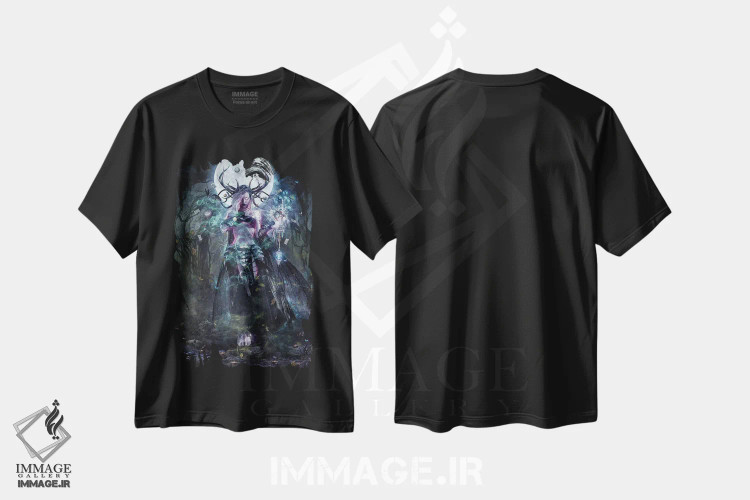 تیشرت مشکی طرح دار کابوس گیر، هنر فاخر معاصر اثر کامرون گری | فروشگاه ایماژ
