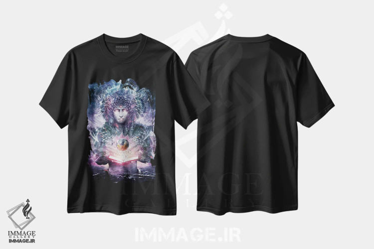 تیشرت مشکی طرح دار اطلس اقیانوس، هنر فاخر معاصر اثر کامرون گری | immage.ir