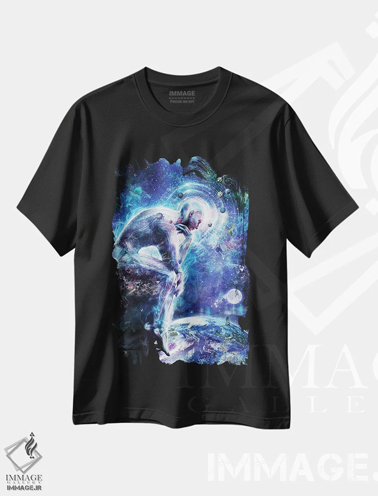 تیشرت مشکی طرح دار راز وجود خودمان، دکوراسیون جایگزین اثر کامرون گری | immage.ir