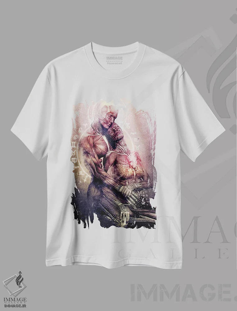 تیشرت سفید طرح دار میان اشک ها، هنر فاخر معاصر اثر کامرون گری | immage.ir