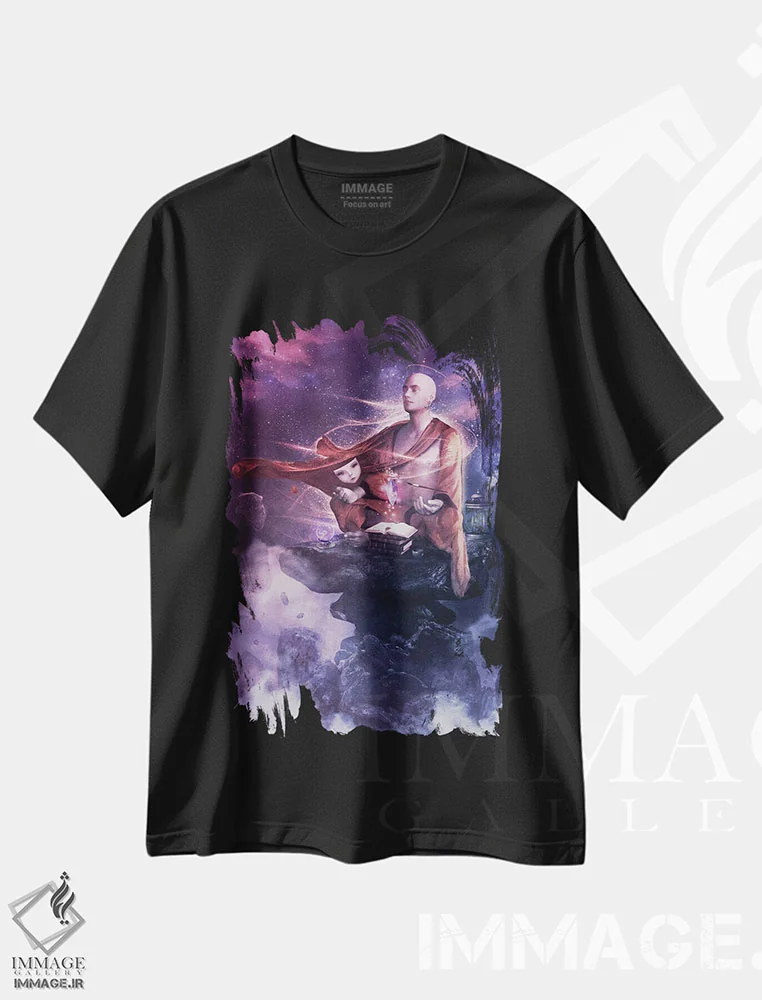 تیشرت مشکی طرح دار مدیتیشن بصیرت، تزئینی اثر کامرون گری | فروشگاه ایماژ