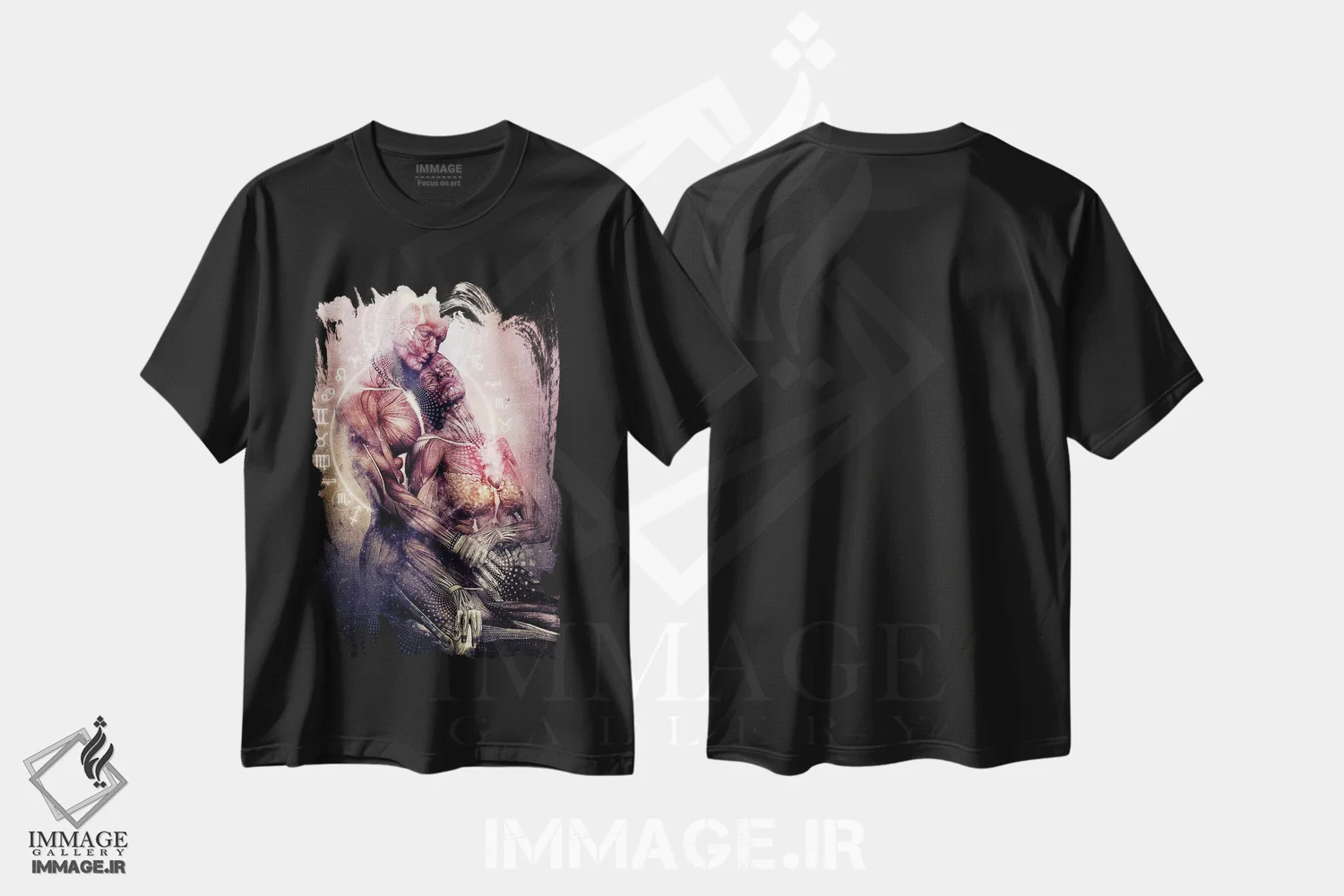 تیشرت مشکی طرح دار میان اشک ها، هنر فاخر معاصر اثر کامرون گری | فروشگاه ایماژ