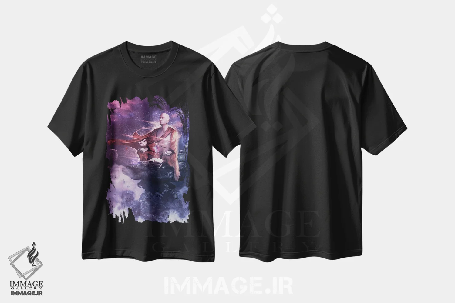 تیشرت مشکی طرح دار مدیتیشن بصیرت، تزئینی اثر کامرون گری | فروشگاه ایماژ