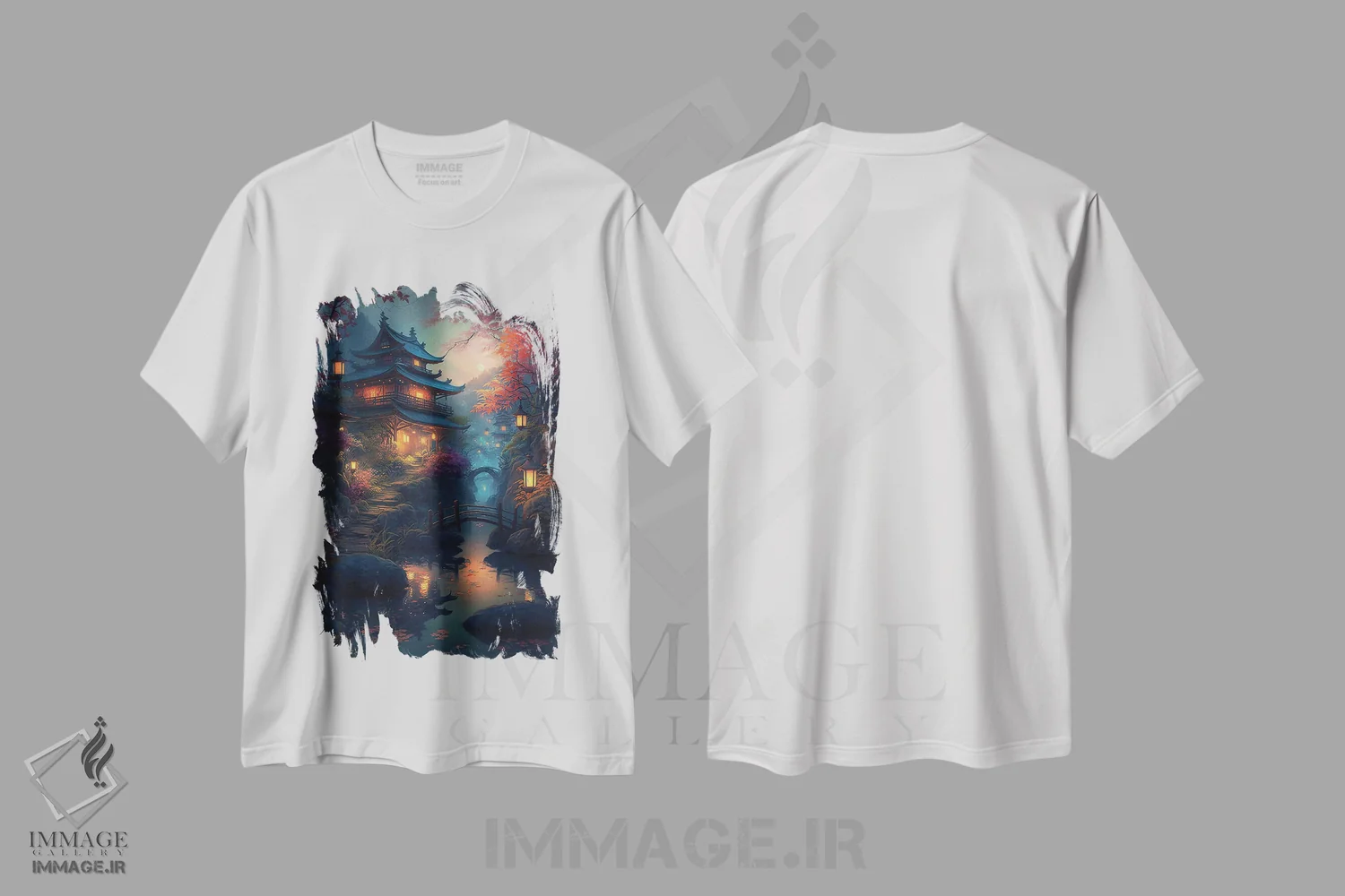 تیشرت سفید طرح دار روستای کوهستانی، هنر دیجیتال اثر کامرون گری | immage.ir