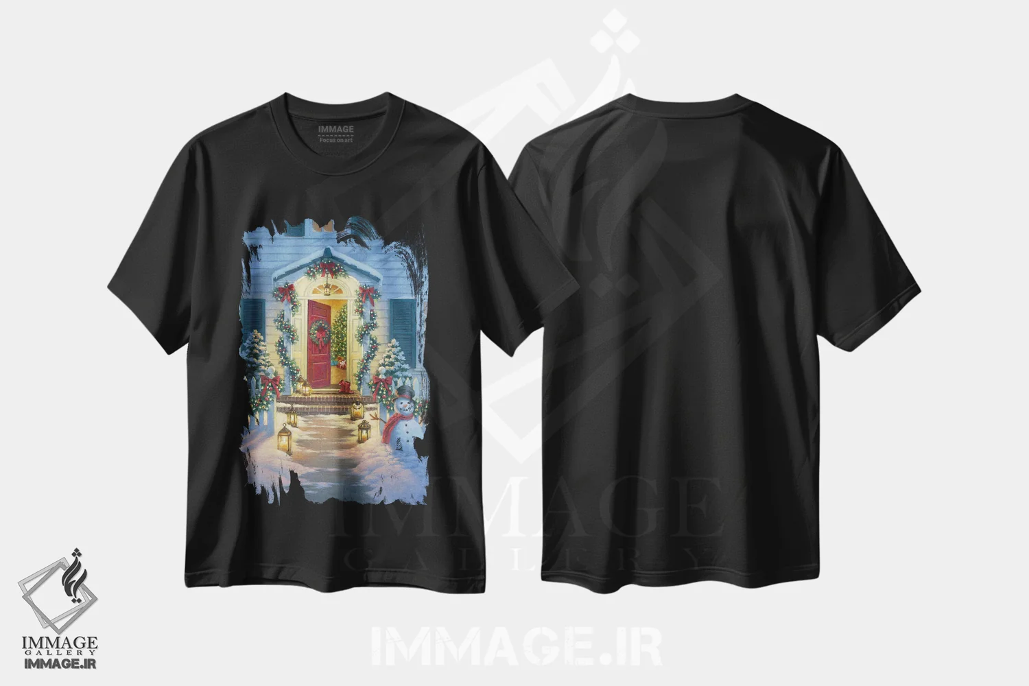 تیشرت مشکی طرح دار ایوان کریسمس، دکور تعطیلات اثر کربرت گوتیه | فروشگاه ایماژ