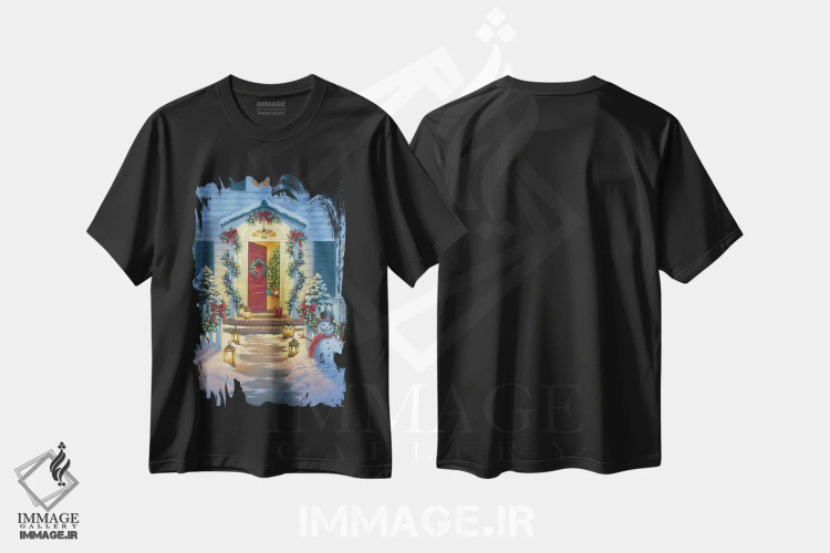تیشرت مشکی طرح دار ایوان کریسمس، دکور تعطیلات اثر کربرت گوتیه | فروشگاه ایماژ