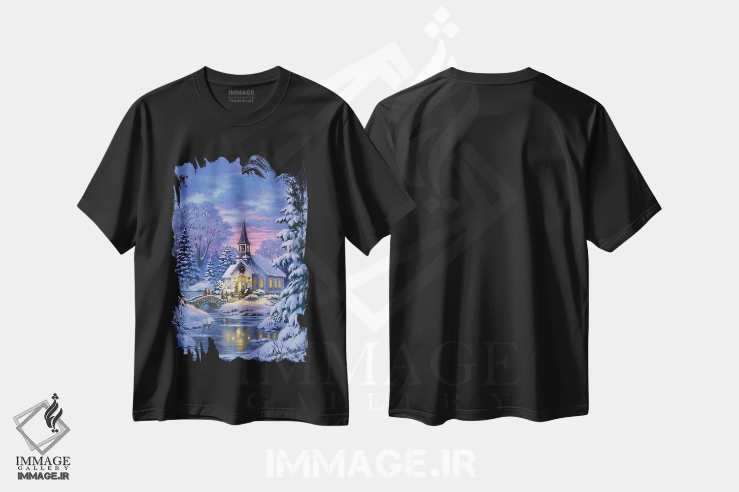 تیشرت مشکی طرح دار کلیسای روستایی، دکور تعطیلات اثر کربرت گوتیه | immage.ir