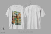 تیشرت سفید طرح دار منظرهٔ پاییزی، دکور روستایی اثر کربرت گوتیه | immage.ir