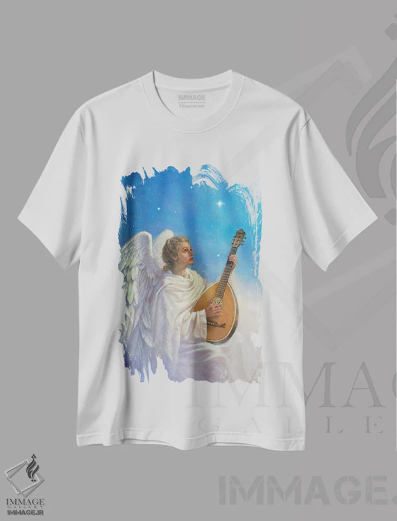 تیشرت سفید طرح دار فرشته با لوت، دکور تعطیلات اثر کربرت گوتیه | فروشگاه ایماژ