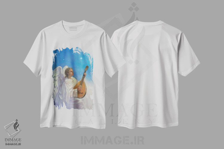تیشرت سفید طرح دار فرشته با لوت، دکور تعطیلات اثر کربرت گوتیه | فروشگاه ایماژ