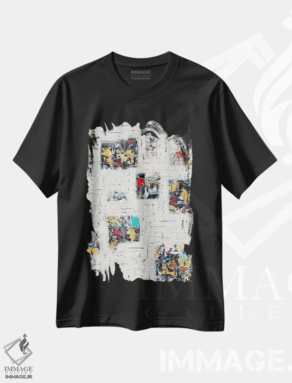 تیشرت مشکی طرح دار لحظات ارزشمند اثر کارمن گودز | فروشگاه ایماژ
