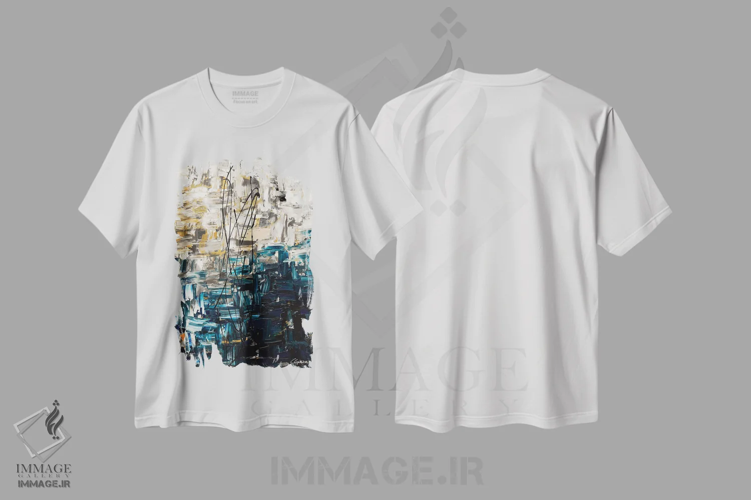 تیشرت سفید طرح دار تصورسازی اثر کارمن گودز | immage.ir