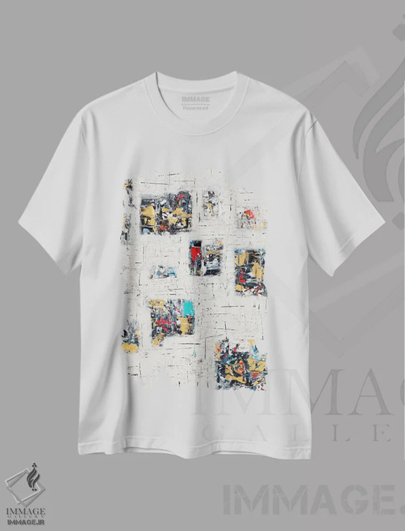 تیشرت سفید طرح دار لحظات ارزشمند اثر کارمن گودز | immage.ir