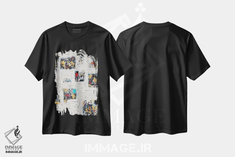 تیشرت مشکی طرح دار لحظات ارزشمند اثر کارمن گودز | فروشگاه ایماژ