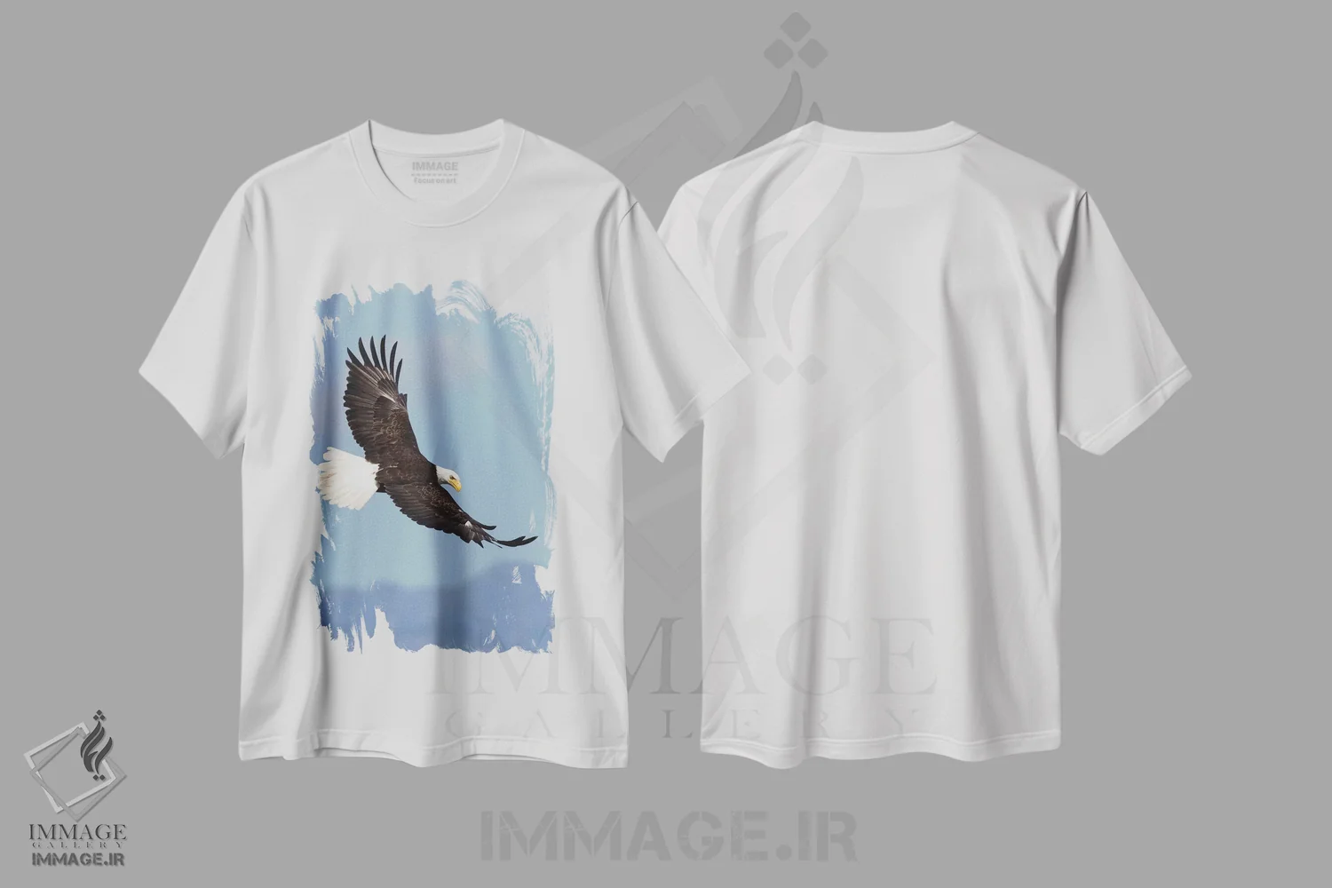 تیشرت سفید طرح دار پرواز عقاب های سرسفید، مدیوم اثر کن آرچر | immage.ir