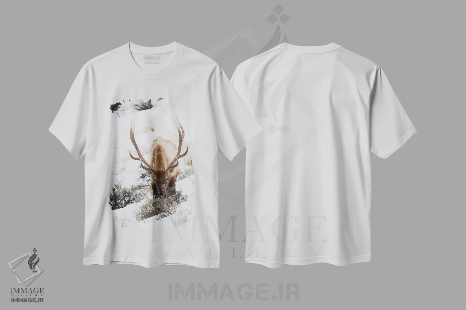 تیشرت سفید طرح دار winter survival,بقای گوزن نر کوهستان راکی در زمستان، عکاسی ماکرو اثر کن آرچر | immage.ir