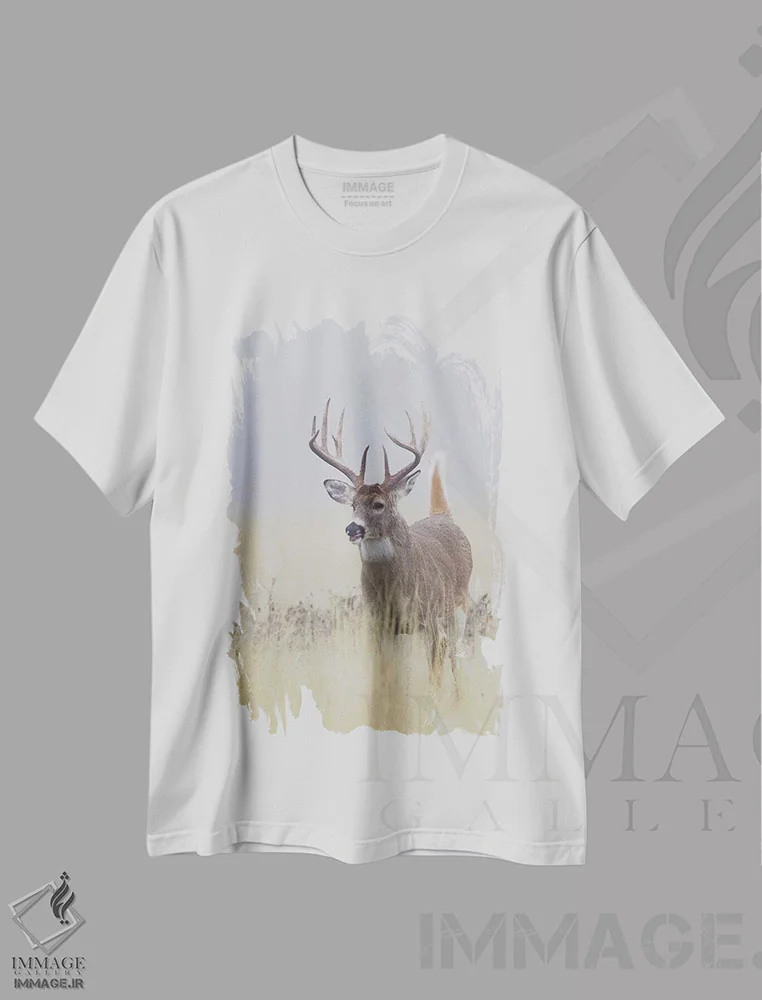 تیشرت سفید طرح دار گوزن دم سفید نر، عکاسی ماکرو اثر کن آرچر | immage.ir