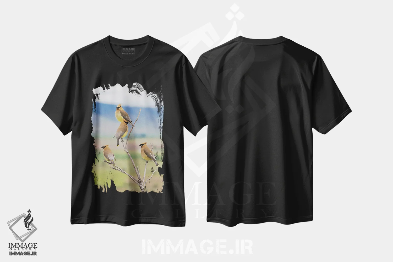 تیشرت مشکی طرح دار Spring Migration,سدار وکس وینگ ها، مهاجرت بهاری، مدیوم اثر کن آرچر | فروشگاه ایماژ