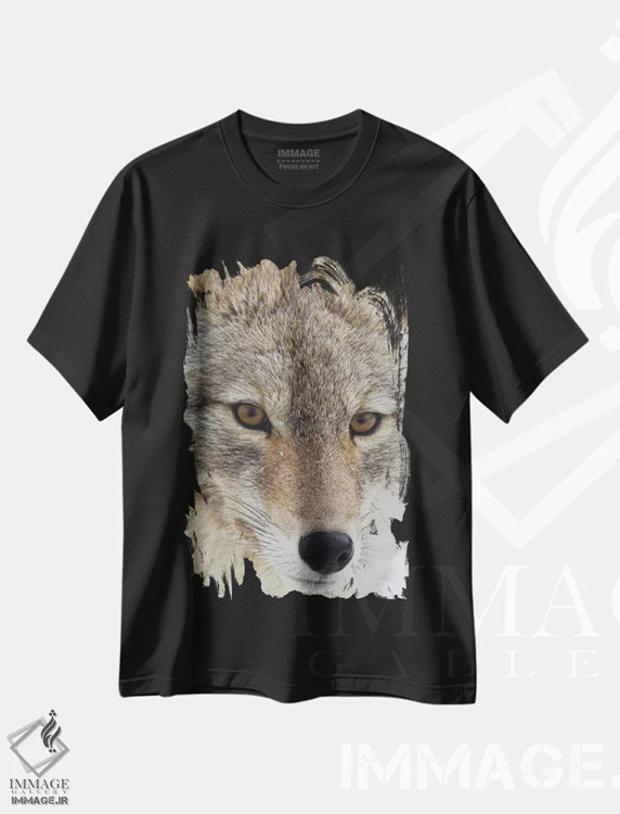 تیشرت مشکی طرح دار نمای نزدیک کایوت، مدیوم اثر کن آرچر | immage.ir