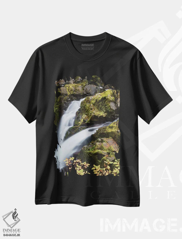 تیشرت مشکی طرح دار Olympic National Park,آبشار سول دوک، پارک ملی المپیک، مدیوم اثر کن آرچر | فروشگاه ایماژ
