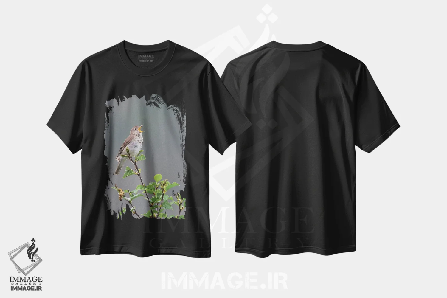 تیشرت مشکی طرح دار آواز قلمرویی ترد خاکستری گونه اثر کن آرچر | immage.ir