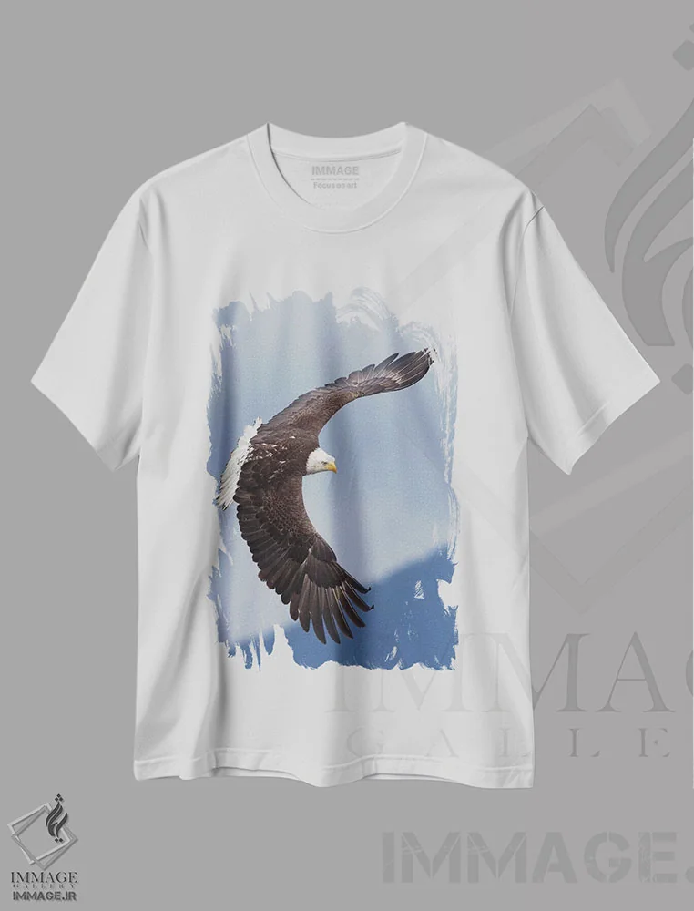 تیشرت سفید طرح دار عقاب سرسفید در حال پرواز ۴، مدیوم اثر کن آرچر | فروشگاه ایماژ