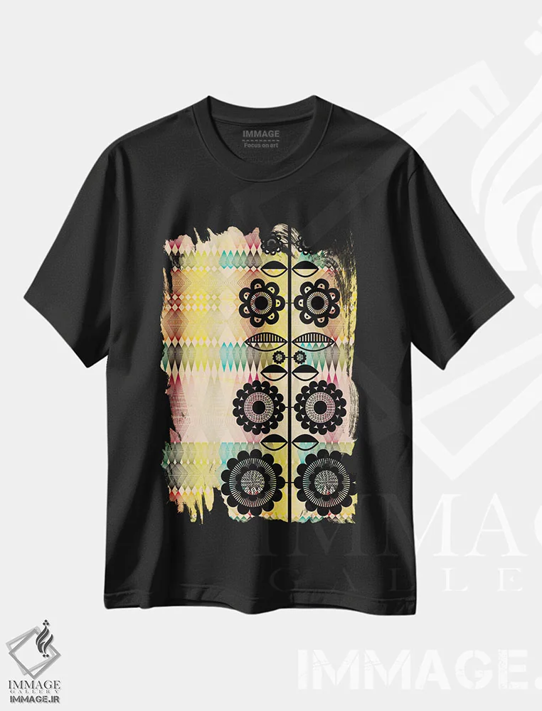 تیشرت مشکی طرح دار هندسی ۱، تزئینی اثر چایا شرادر | immage.ir