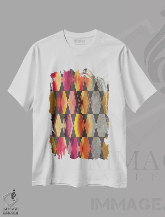 تیشرت سفید طرح دار هندسی ۳، آبستره اثر چایا شرادر | immage.ir