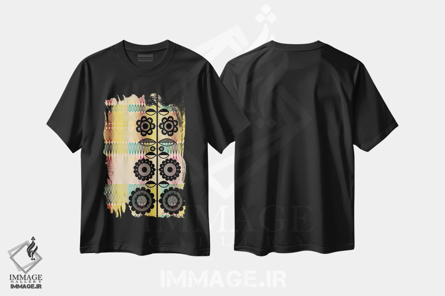 تیشرت مشکی طرح دار هندسی ۱، تزئینی اثر چایا شرادر | immage.ir