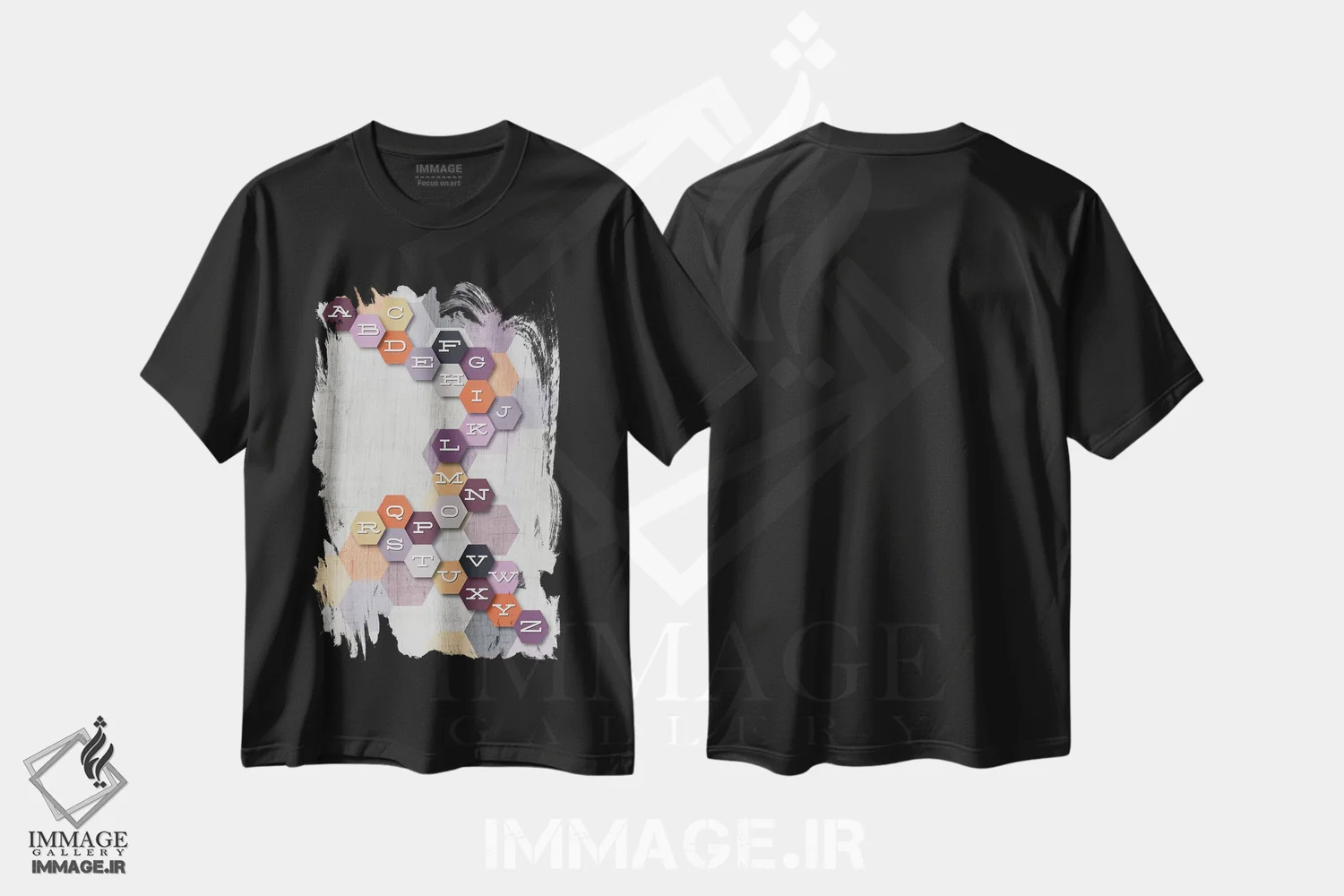 تیشرت مشکی طرح دار ای بی سی، هنر دیجیتال اثر چایا شرادر | immage.ir