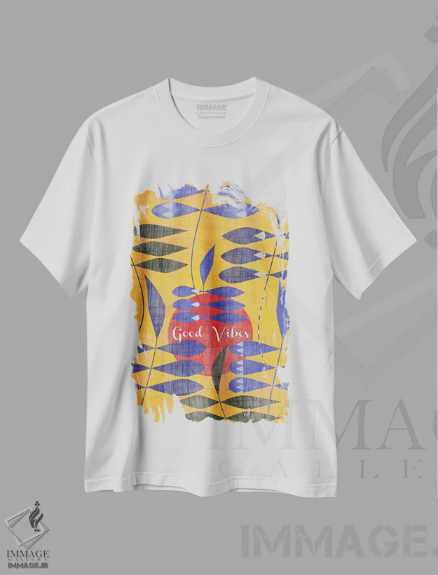 تیشرت سفید طرح دار حس خوب، هنر دیجیتال اثر چایا شرادر | فروشگاه ایماژ