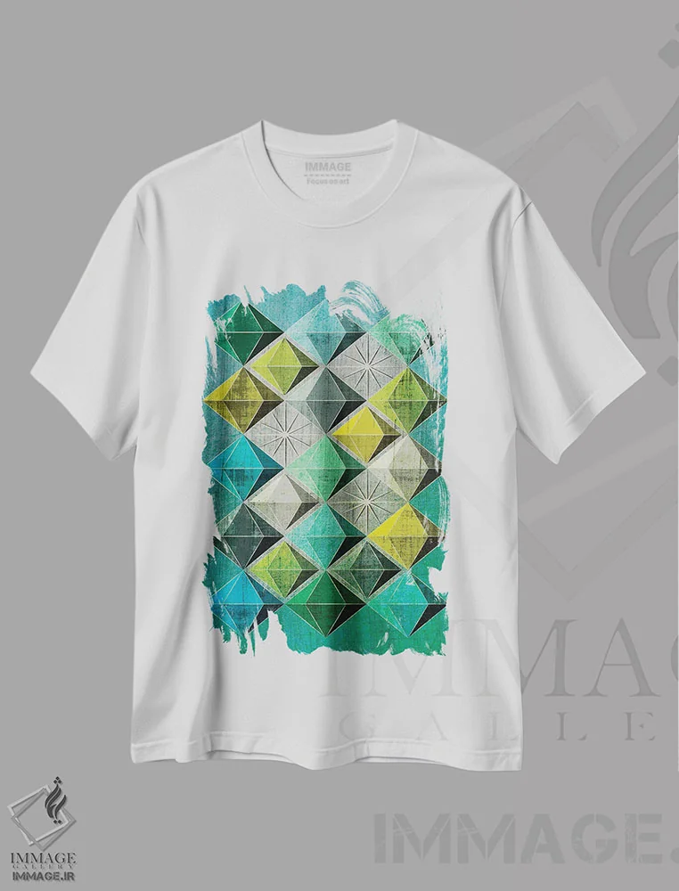 تیشرت سفید طرح دار هدرون ۲، آبستره اثر چایا شرادر | فروشگاه ایماژ