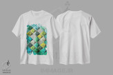 تیشرت سفید طرح دار هدرون ۲، آبستره اثر چایا شرادر | فروشگاه ایماژ