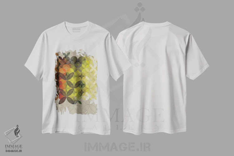 تیشرت سفید طرح دار برگ ها، آبستره اثر چایا شرادر | immage.ir