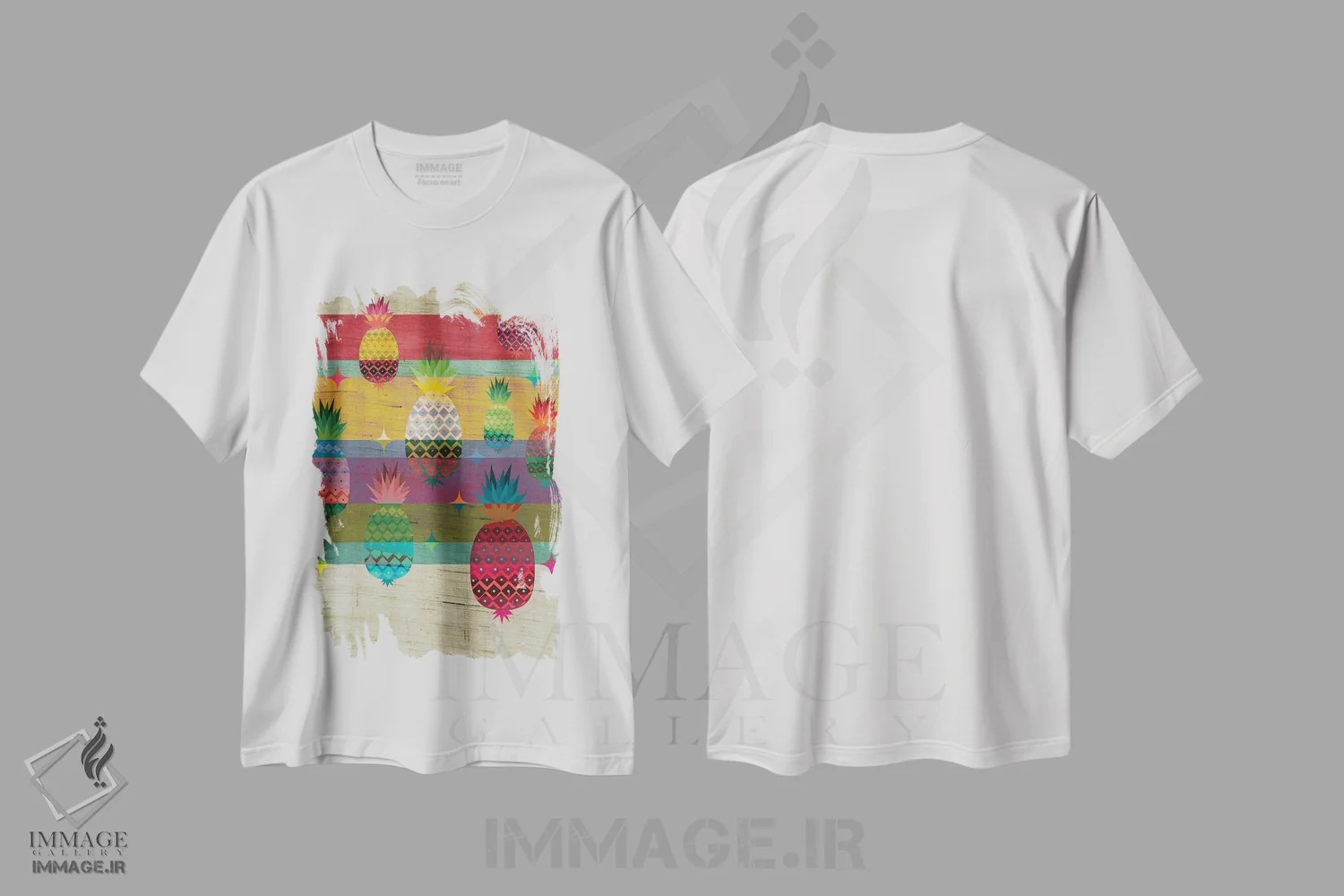 تیشرت سفید طرح دار آناناس، هنر دیجیتال اثر چایا شرادر | immage.ir