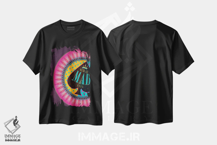 تیشرت مشکی طرح دار اینجا همه دیوانه ایم، هنر دیجیتال اثر چایا شرادر | immage.ir