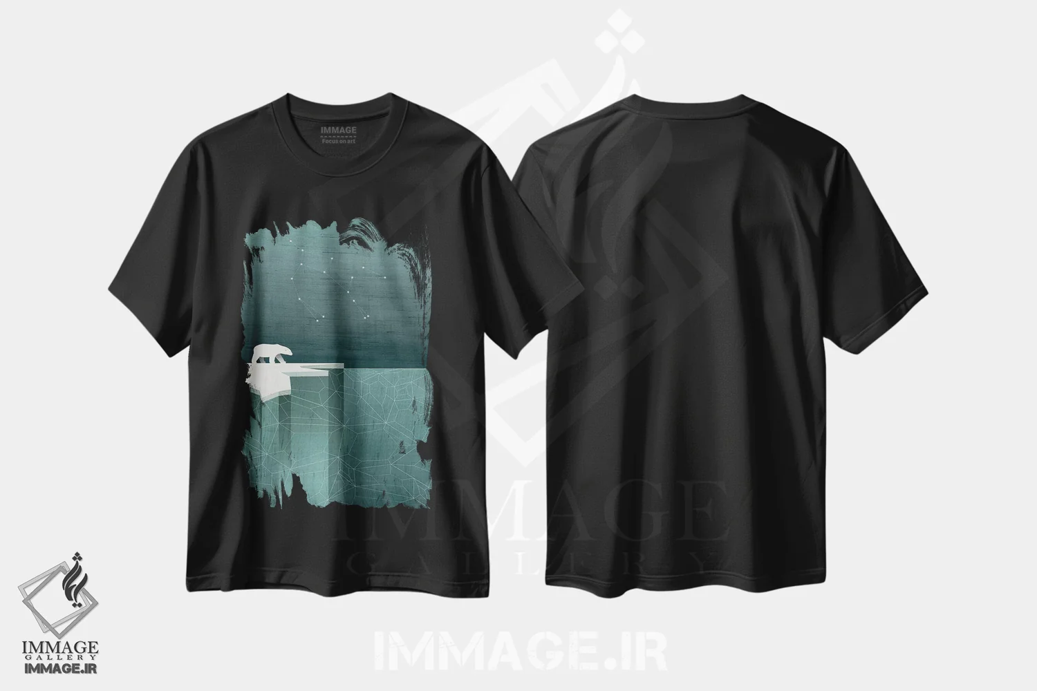 تیشرت مشکی طرح دار دب اکبر، هنر دیجیتال اثر چایا شرادر | فروشگاه ایماژ