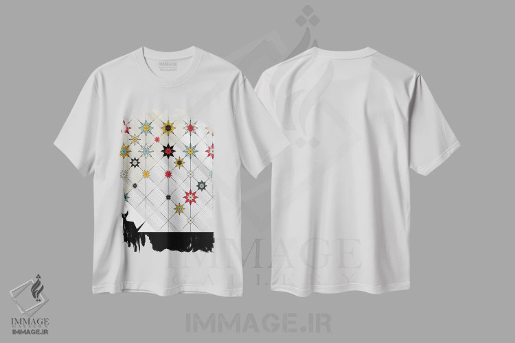 تیشرت سفید طرح دار گربهٔ سیاه، تزئینی اثر چایا شرادر | immage.ir