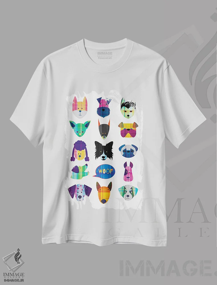 تیشرت سفید طرح دار سگ ها، تزئینی اثر چایا شرادر | immage.ir